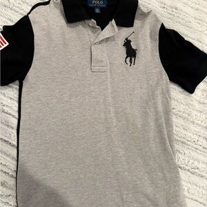 Polo by Ralph Lauren Gray Polo with Black Sleeves & Collar